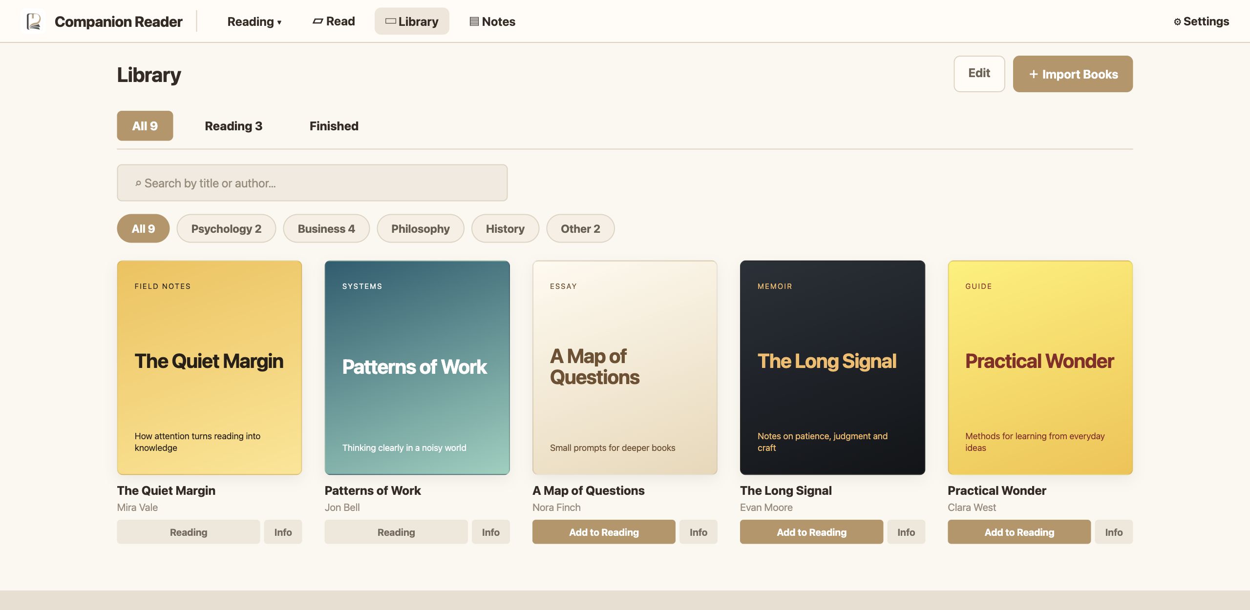 Companion Reader interface