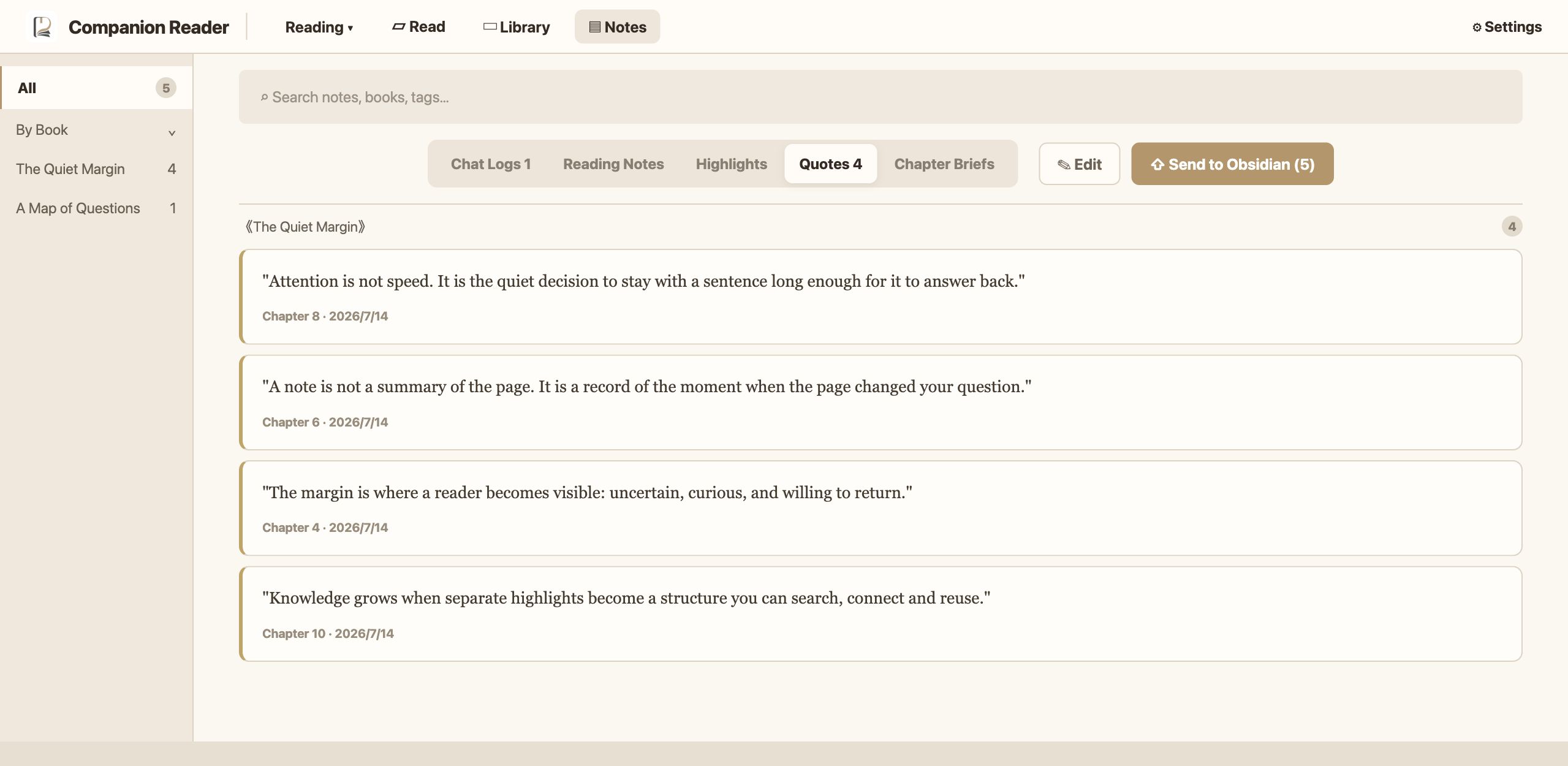 Companion Reader interface